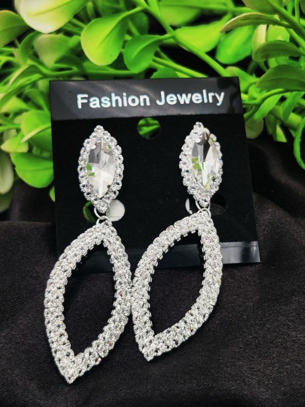 Imported Earrings In Multiple Design | Teardrop, Marquise Dangle, Triple Ring, Infinity Pearl, Rhinestone Design Earrings| Luxury Look Artificial Earrings | Girls Earrings | Women Earrings ( Silver Color)