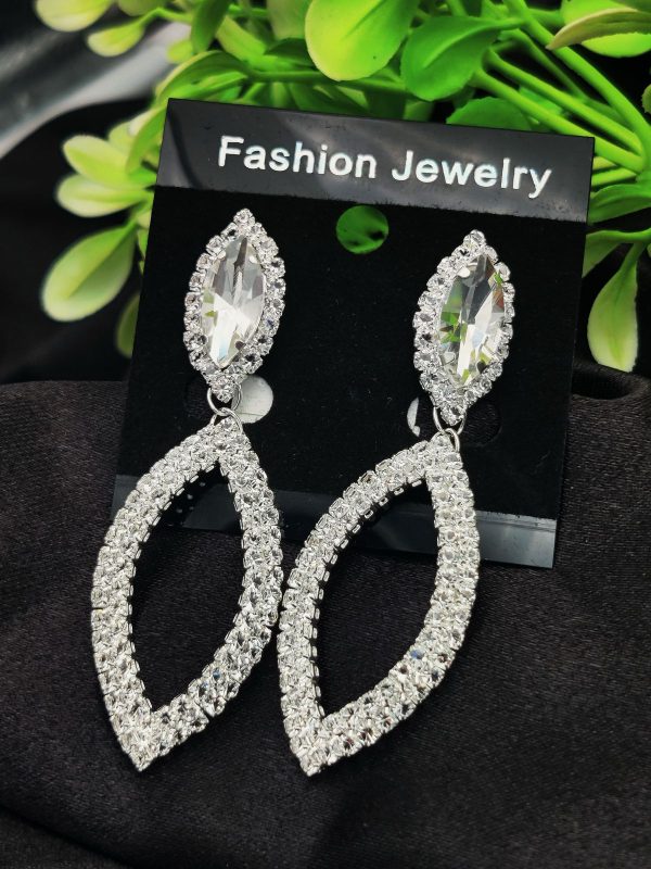 Imported Earrings In Multiple Design | Teardrop, Marquise Dangle, Triple Ring, Infinity Pearl, Rhinestone Design Earrings| Luxury Look Artificial Earrings | Girls Earrings | Women Earrings ( Silver Color)