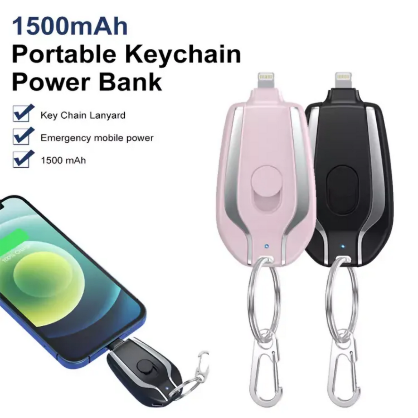 Keychain Power Bank, Compact & Waterproof, Stay Charged on the Go