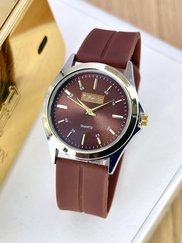 Tissot Analog Working Watch Silicon Strap | Best Analog Watch With Magnet Lock (Brown)