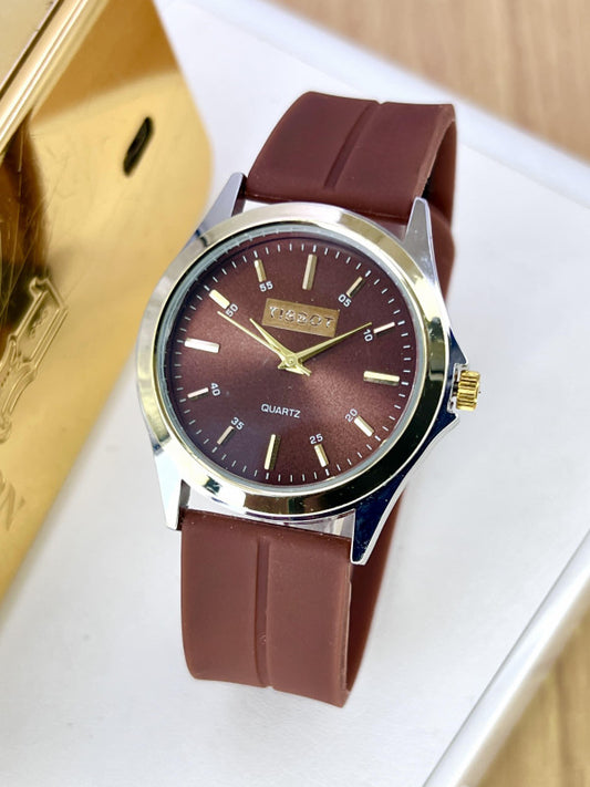 Tissot Analog Working Watch Silicon Strap | Best Analog Watch With Magnet Lock (Brown)