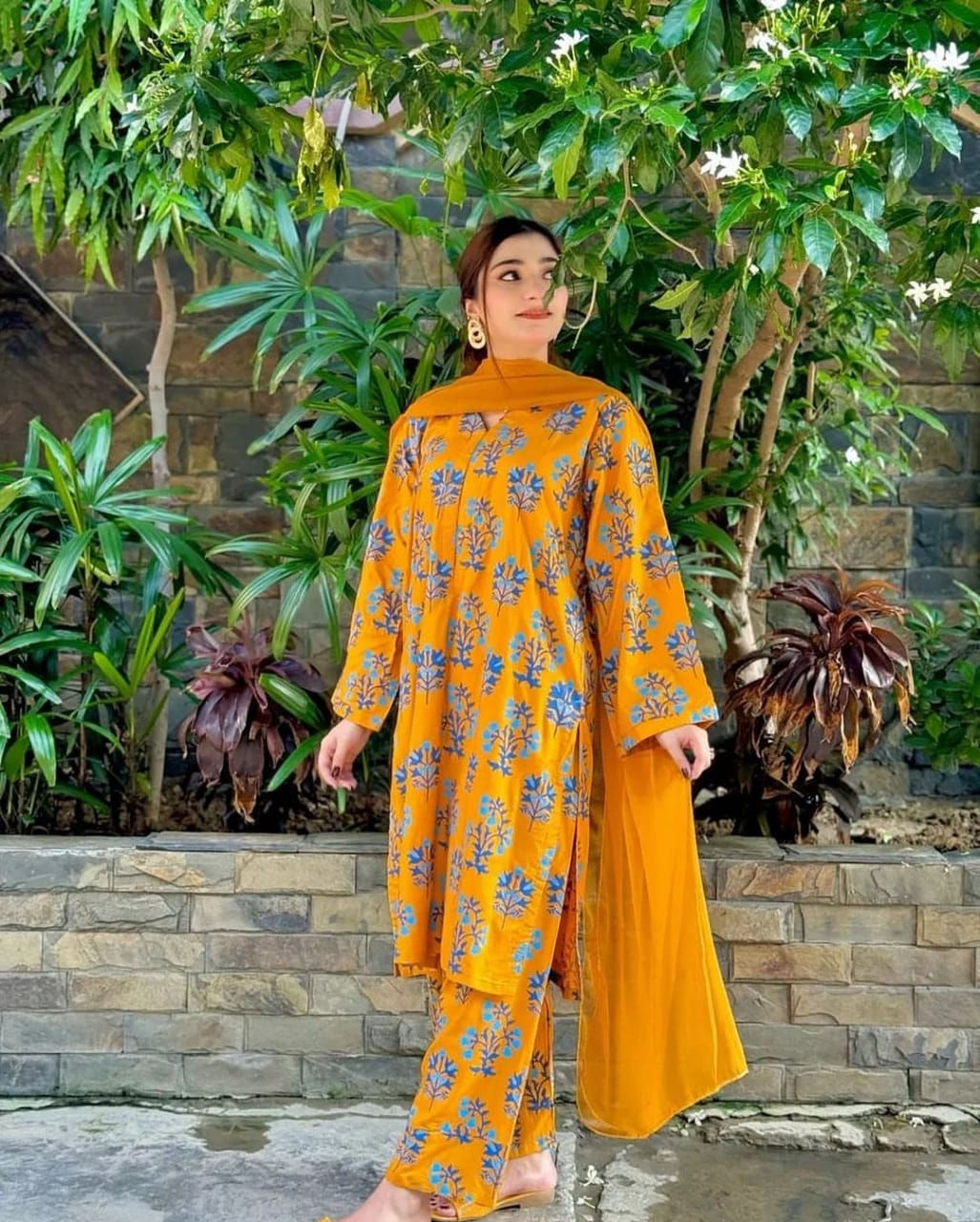 Elegant Mustard Stitched Sapphire Suits - Premium Linen Collection (2PC)