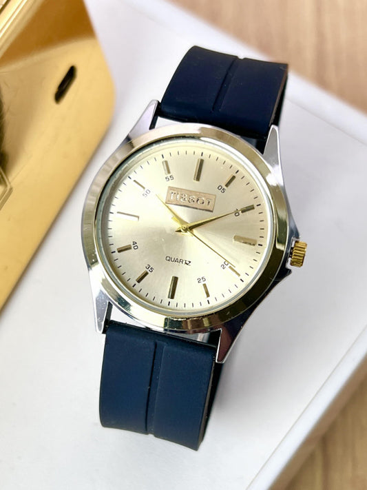 Tissot Analog Working Watch Silicon Strap | Best Analog Watch With Magnet Lock (Dark Blue & Light Brown
