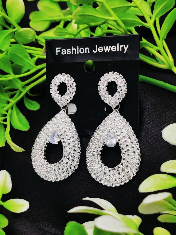 Imported Earrings In Multiple Design | Teardrop, Marquise Dangle, Triple Ring, Infinity Pearl, Rhinestone Design Earrings| Luxury Look Artificial Earrings | Girls Earrings | Women Earrings ( Silver Color)