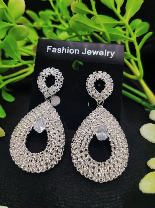 Imported Earrings In Multiple Design | Teardrop, Marquise Dangle, Triple Ring, Infinity Pearl, Rhinestone Design Earrings| Luxury Look Artificial Earrings | Girls Earrings | Women Earrings ( Silver Color)