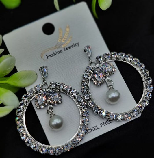 Imported Elegant Floral Hoop Long Earrings – Tarnish-Free Fashion Jewelry ( Floral Hoop )