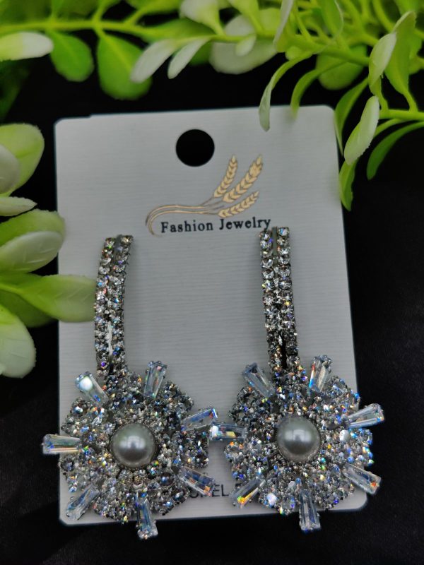Imported Elegant Crystal Hoop Earrings with Pearl Drop – Tarnish Free ( Crystal Hoop )