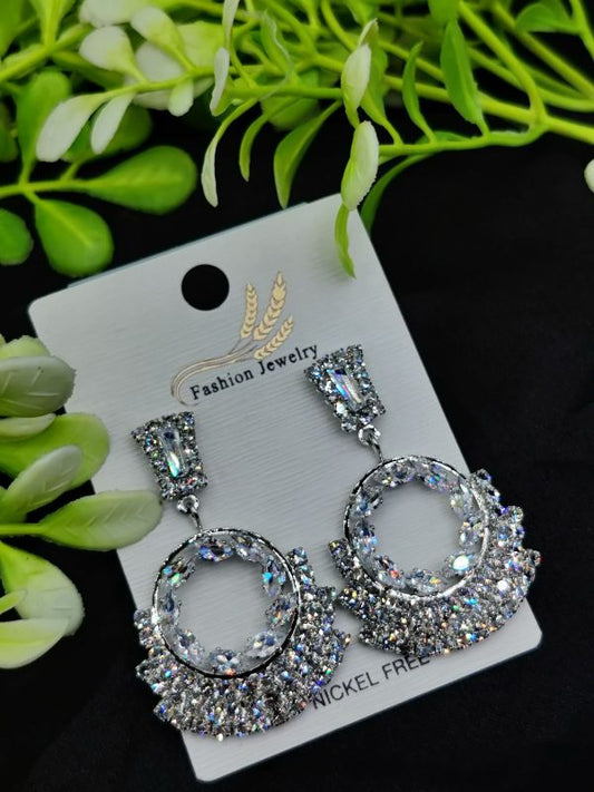 Imported Dazzling Crystal Hoop Drop Earrings – Tarnish Free Elegance ( Dazzling Hoop )