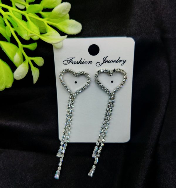 Imported Heart Drop Long Earrings – Tarnish-Free Sparkle for Every Occasion | Girls Earrings | Women Earrings | Jewellery