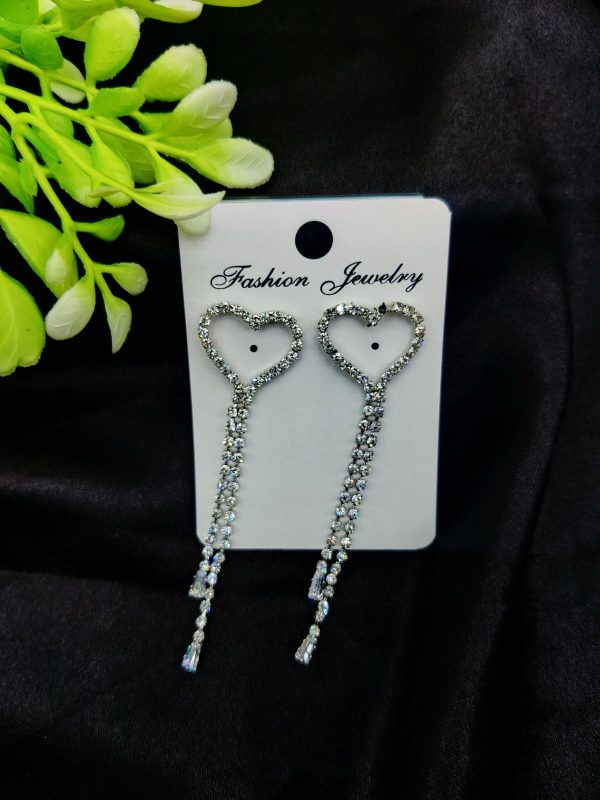 Imported Heart Drop Long Earrings – Tarnish-Free Sparkle for Every Occasion | Girls Earrings | Women Earrings | Jewellery