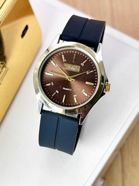 Tissot Analog Working Watch Silicon Strap | Best Analog Watch With Magnet Lock (Dark Blue & Brown)