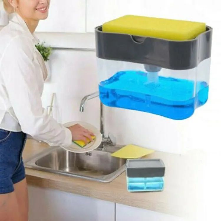 Soap Pump Dispenser And Sponge Holder For Kitchen Sink Dish Washing Soap Dispenser With Box