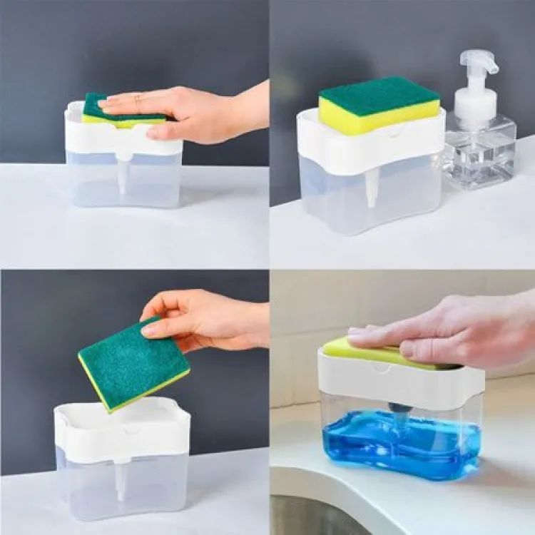 Soap Pump Dispenser And Sponge Holder For Kitchen Sink Dish Washing Soap Dispenser With Box