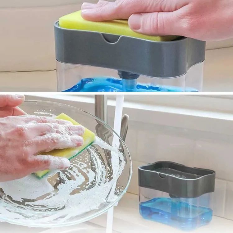 Soap Pump Dispenser And Sponge Holder For Kitchen Sink Dish Washing Soap Dispenser With Box